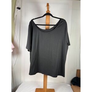 Shein Curve Women Black Scoop Neck Short Sleeve Oversized Tee Shirt 3XL